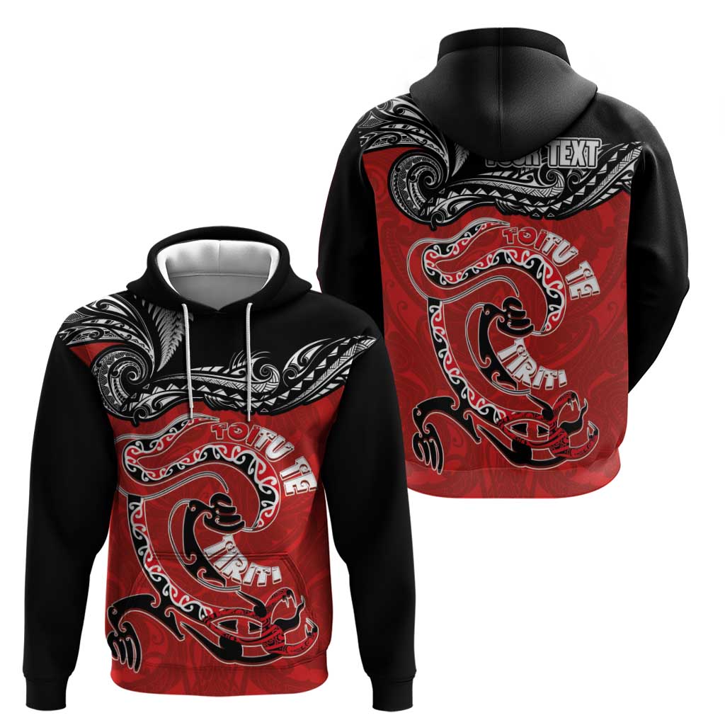 Personalised Aotearoa Toitu Te Tiriti Zip Hoodie Taniwha Tribal Motifs LT03 - Polynesian Pride