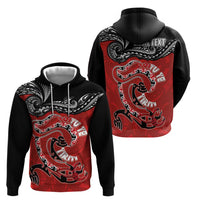 Personalised Aotearoa Toitu Te Tiriti Zip Hoodie Taniwha Tribal Motifs LT03 - Polynesian Pride