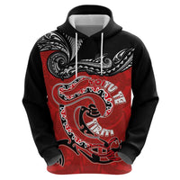 Personalised Aotearoa Toitu Te Tiriti Zip Hoodie Taniwha Tribal Motifs LT03 - Polynesian Pride