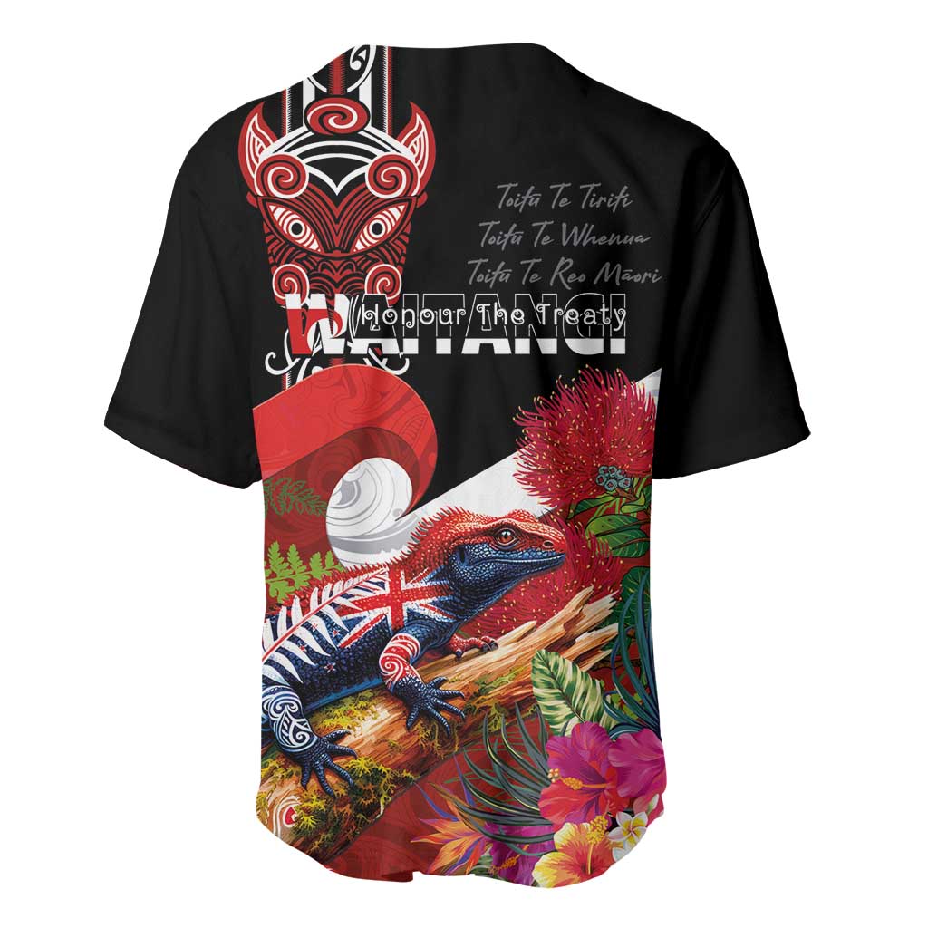 Aotearoa Toitu Te Tiriti Baseball Jersey Waitangi-Honour The Treaty NZ Tuatara and Plants LT03 - Polynesian Pride
