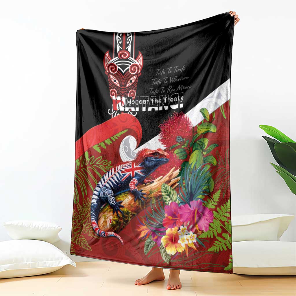 Aotearoa Toitu Te Tiriti Blanket Waitangi-Honour The Treaty NZ Tuatara and Plants LT03 - Polynesian Pride