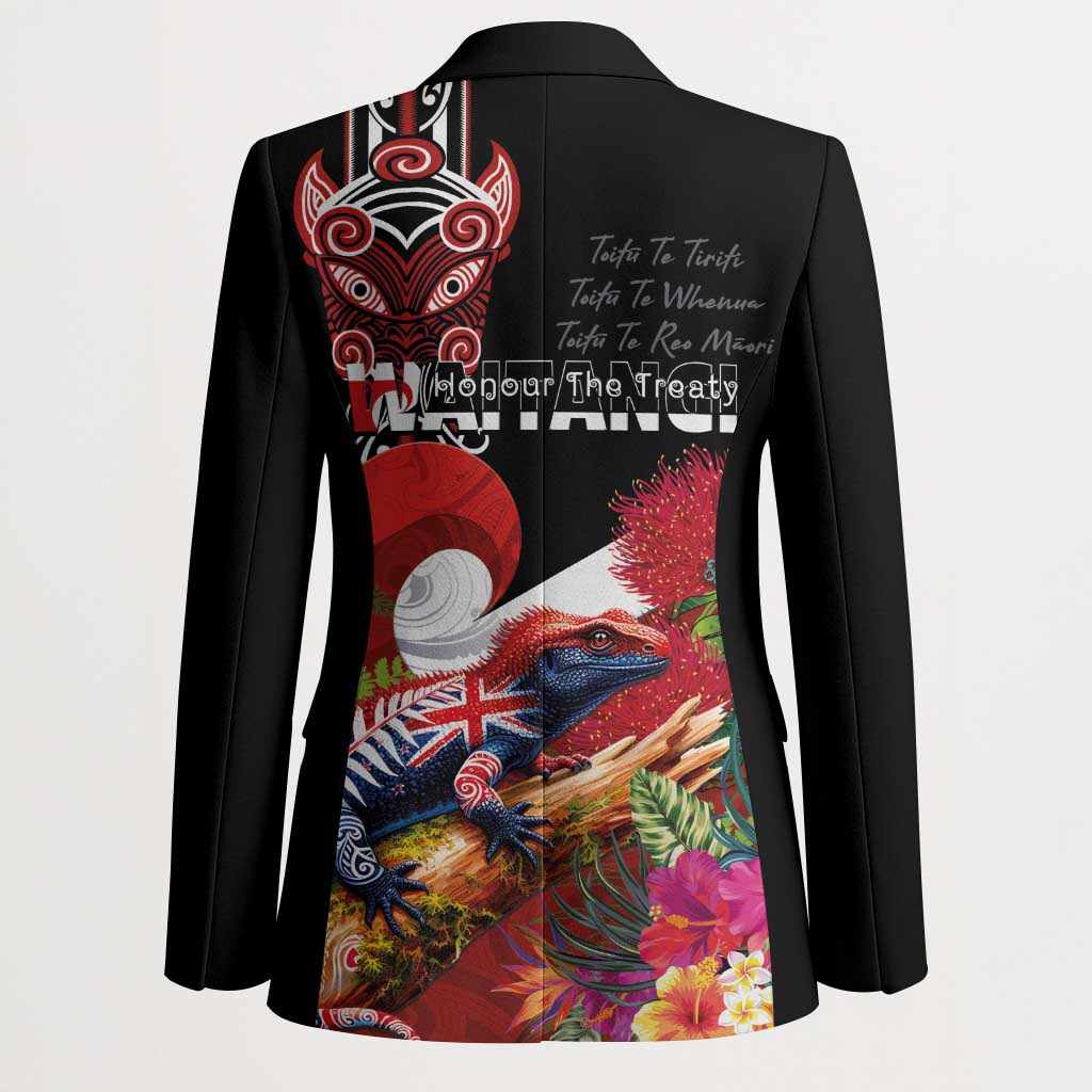 Aotearoa Toitu Te Tiriti Blazer Waitangi-Honour The Treaty NZ Tuatara and Plants LT03 - Polynesian Pride
