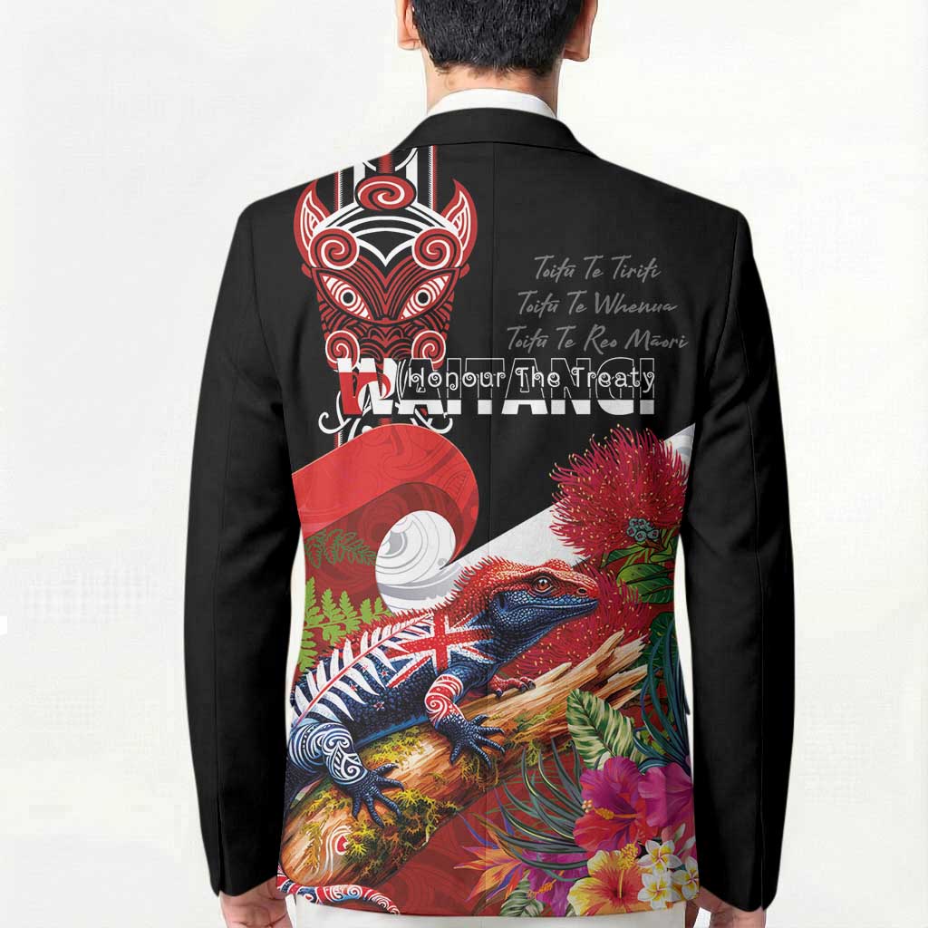 Aotearoa Toitu Te Tiriti Blazer Waitangi-Honour The Treaty NZ Tuatara and Plants LT03 - Polynesian Pride