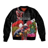 Aotearoa Toitu Te Tiriti Bomber Jacket Waitangi-Honour The Treaty NZ Tuatara and Plants LT03 Unisex Multicolor - Polynesian Pride
