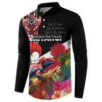 Aotearoa Toitu Te Tiriti Button Sweatshirt Waitangi-Honour The Treaty NZ Tuatara and Plants LT03 - Polynesian Pride