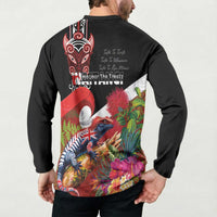Aotearoa Toitu Te Tiriti Button Sweatshirt Waitangi-Honour The Treaty NZ Tuatara and Plants LT03 - Polynesian Pride