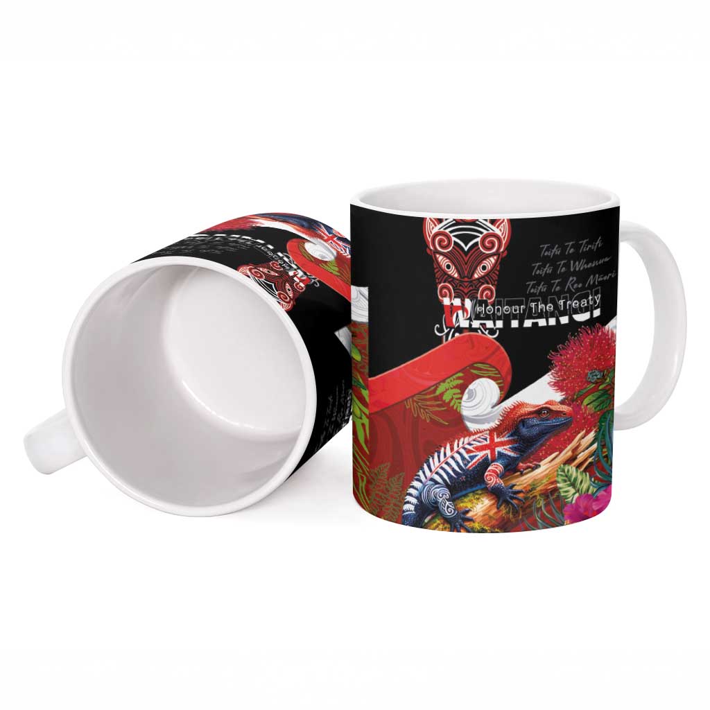 Aotearoa Toitu Te Tiriti Ceramic Mug Waitangi-Honour The Treaty NZ Tuatara and Plants LT03 - Polynesian Pride