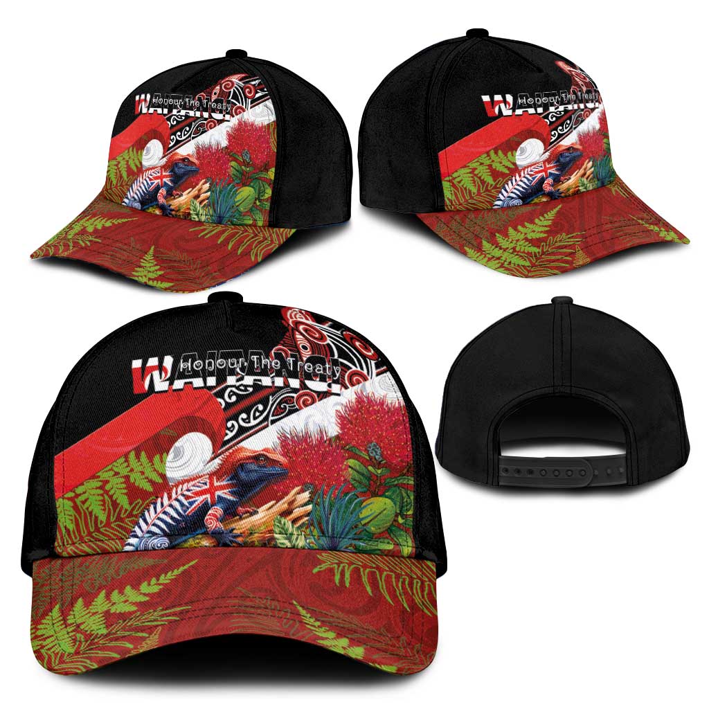 Aotearoa Toitu Te Tiriti Classic Cap Waitangi-Honour The Treaty NZ Tuatara and Plants LT03 - Polynesian Pride
