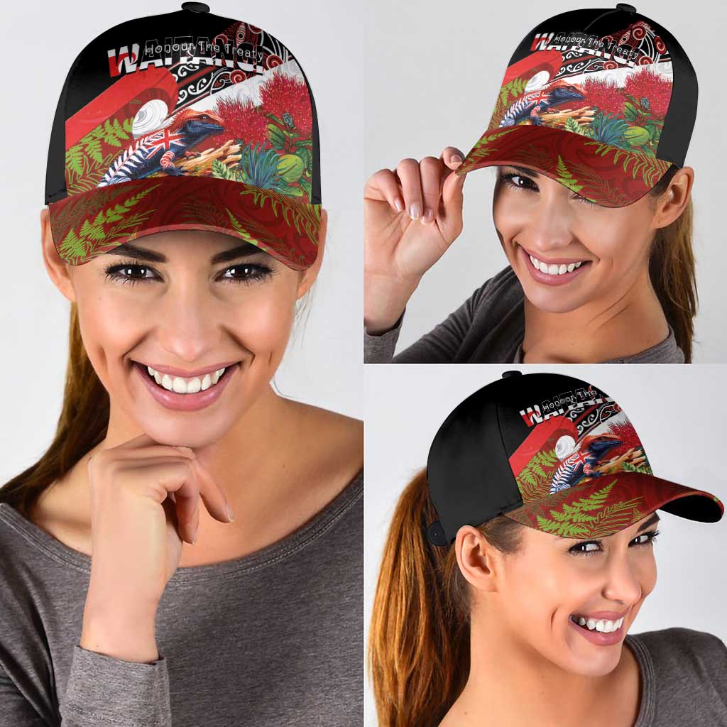 Aotearoa Toitu Te Tiriti Classic Cap Waitangi-Honour The Treaty NZ Tuatara and Plants LT03 - Polynesian Pride