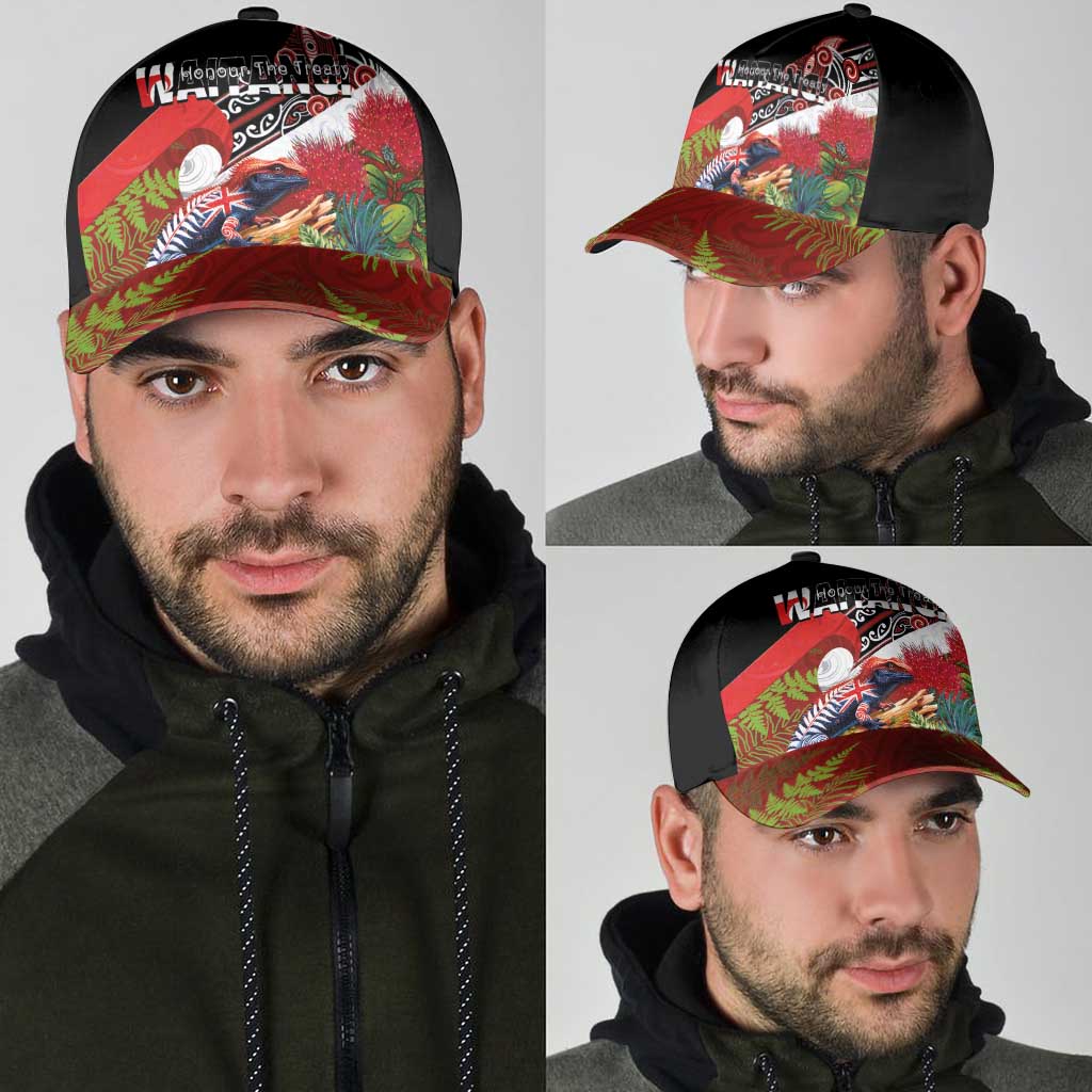 Aotearoa Toitu Te Tiriti Classic Cap Waitangi-Honour The Treaty NZ Tuatara and Plants LT03 - Polynesian Pride