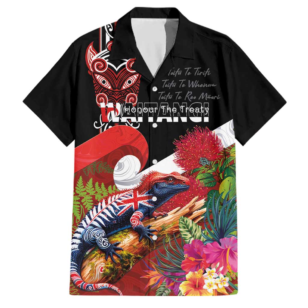 Aotearoa Toitu Te Tiriti Family Matching Mermaid Dress and Hawaiian Shirt Waitangi-Honour The Treaty NZ Tuatara and Plants