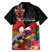 Aotearoa Toitu Te Tiriti Family Matching Puletasi and Hawaiian Shirt Waitangi-Honour The Treaty NZ Tuatara and Plants