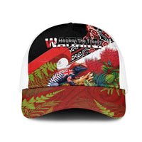 Aotearoa Toitu Te Tiriti Mesh Trucker Cap Waitangi-Honour The Treaty NZ Tuatara and Plants LT03 One Size White Multicolor - Polynesian Pride
