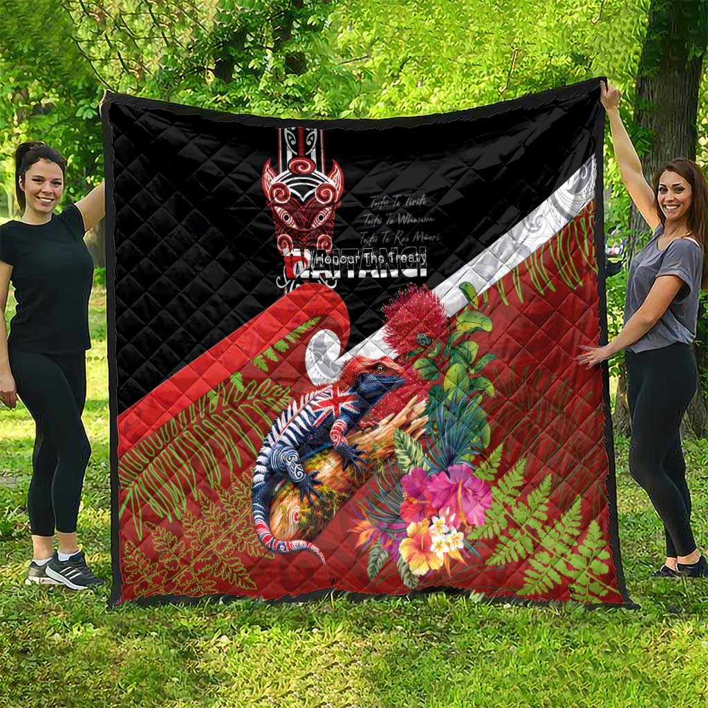 Aotearoa Toitu Te Tiriti Quilt Waitangi-Honour The Treaty NZ Tuatara and Plants LT03 - Polynesian Pride
