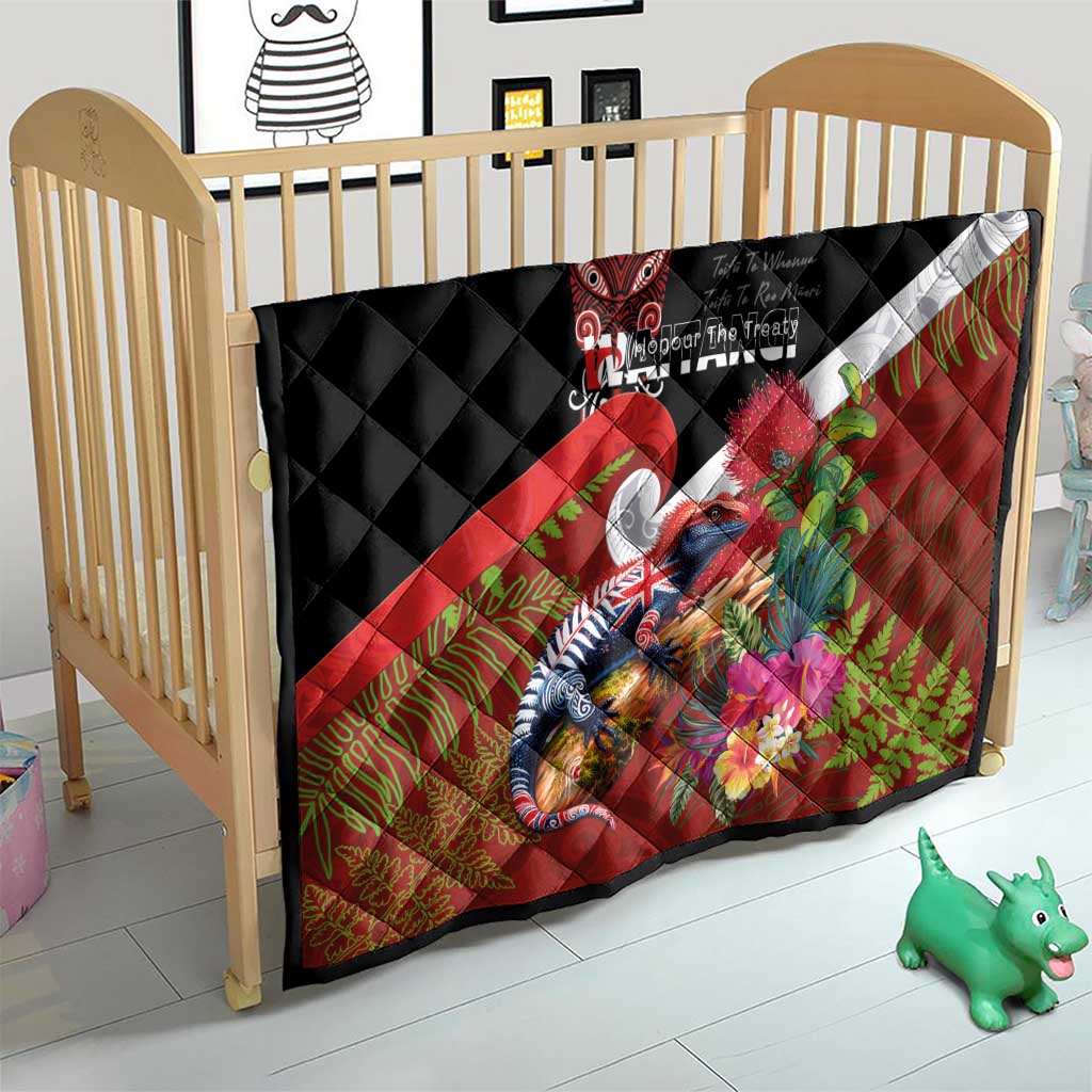 Aotearoa Toitu Te Tiriti Quilt Waitangi-Honour The Treaty NZ Tuatara and Plants LT03 - Polynesian Pride