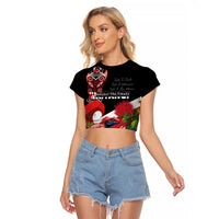 Aotearoa Toitu Te Tiriti Raglan Cropped T Shirt Waitangi-Honour The Treaty NZ Tuatara and Plants