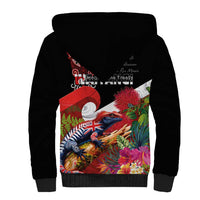 Aotearoa Toitu Te Tiriti Sherpa Hoodie Waitangi-Honour The Treaty NZ Tuatara and Plants