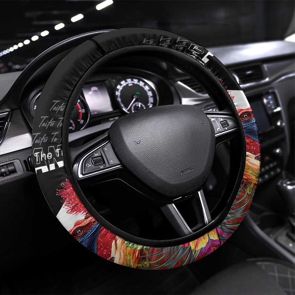 Aotearoa Toitu Te Tiriti Steering Wheel Cover Waitangi-Honour The Treaty NZ Tuatara and Plants LT03 Universal Fit Multicolor - Polynesian Pride