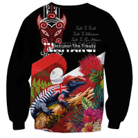 Aotearoa Toitu Te Tiriti Sweatshirt Waitangi-Honour The Treaty NZ Tuatara and Plants LT03 - Polynesian Pride