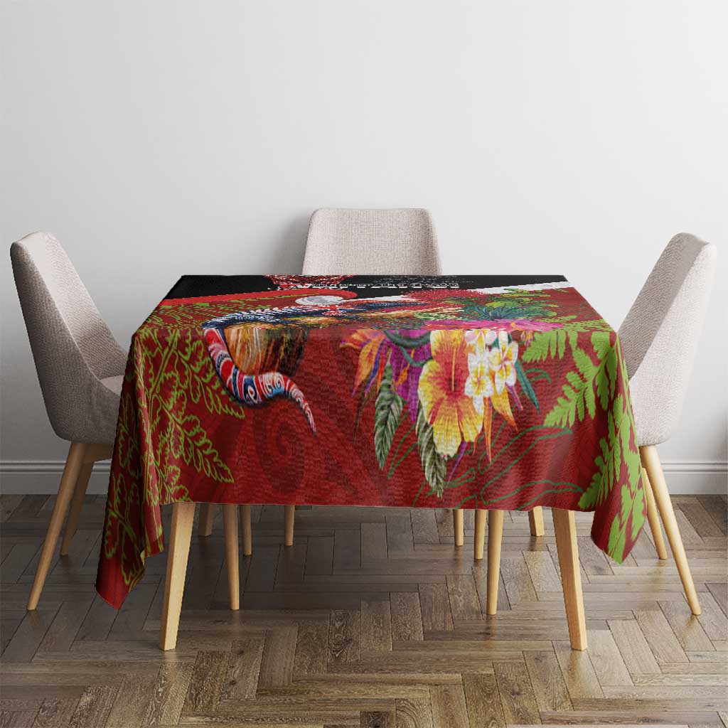 Aotearoa Toitu Te Tiriti Tablecloth Waitangi-Honour The Treaty NZ Tuatara and Plants LT03 - Polynesian Pride