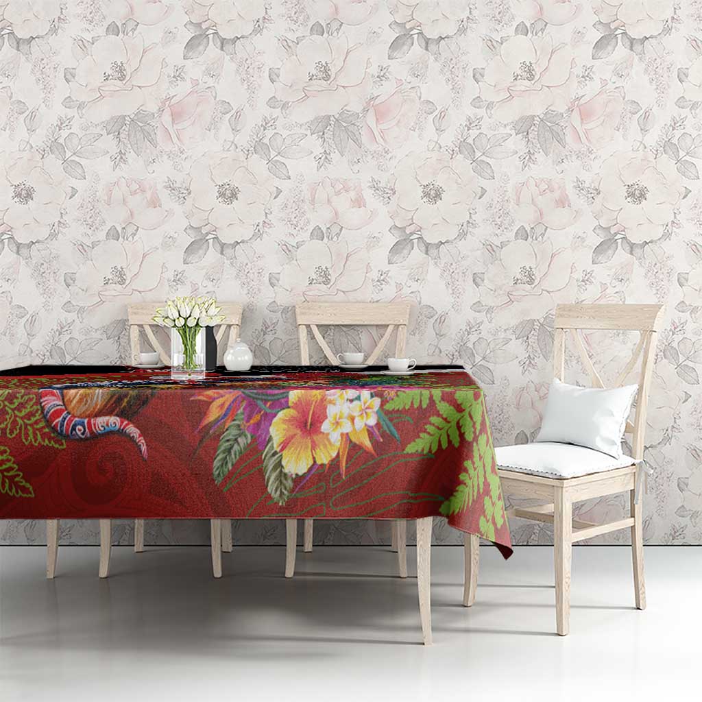 Aotearoa Toitu Te Tiriti Tablecloth Waitangi-Honour The Treaty NZ Tuatara and Plants LT03 - Polynesian Pride