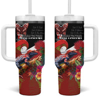 Aotearoa Toitu Te Tiriti Tumbler With Handle Waitangi-Honour The Treaty NZ Tuatara and Plants