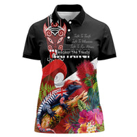 Aotearoa Toitu Te Tiriti Women Polo Shirt Waitangi-Honour The Treaty NZ Tuatara and Plants