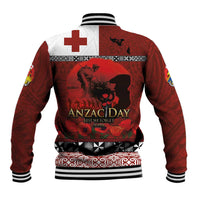 Tonga ANZAC Day Baseball Jacket Gallipoli Lest We Forget Ngatu Art Tribal LT03 - Polynesian Pride