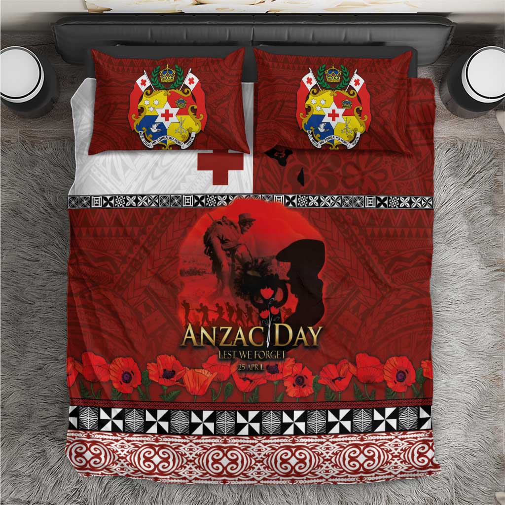 Tonga ANZAC Day Bedding Set Gallipoli Lest We Forget Ngatu Art Tribal