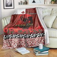 Tonga ANZAC Day Blanket Gallipoli Lest We Forget Ngatu Art Tribal LT03 Red - Polynesian Pride