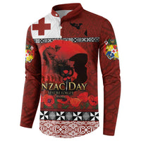 Tonga ANZAC Day Button Sweatshirt Gallipoli Lest We Forget Ngatu Art Tribal LT03 - Polynesian Pride