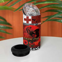 Tonga ANZAC Day 4 in 1 Can Cooler Tumbler Gallipoli Lest We Forget-Ngatu Art Tribal LT03 - Polynesian Pride