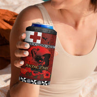Tonga ANZAC Day 4 in 1 Can Cooler Tumbler Gallipoli Lest We Forget-Ngatu Art Tribal LT03 - Polynesian Pride