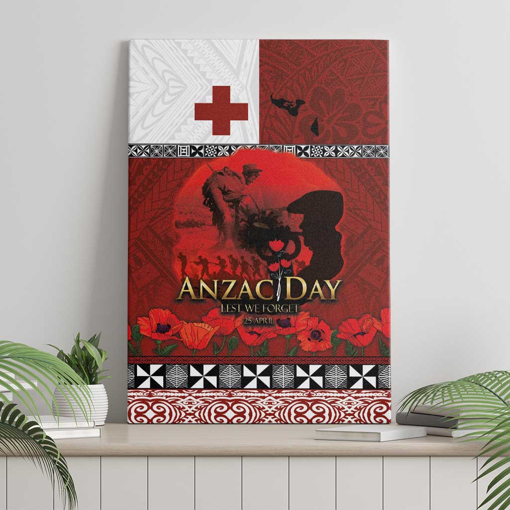 Tonga ANZAC Day Canvas Wall Art Gallipoli Lest We Forget Ngatu Art Tribal LT03 - Polynesian Pride