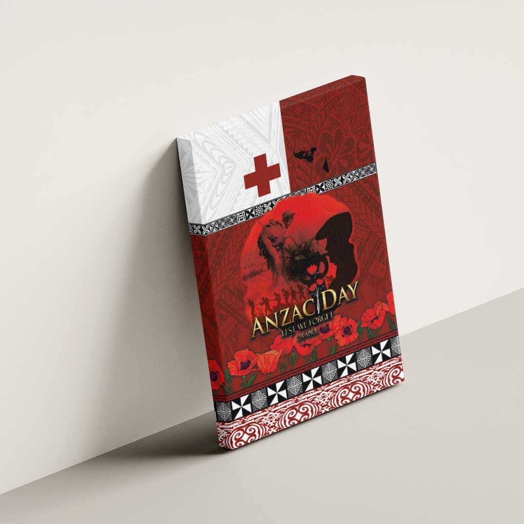 Tonga ANZAC Day Canvas Wall Art Gallipoli Lest We Forget Ngatu Art Tribal LT03 - Polynesian Pride