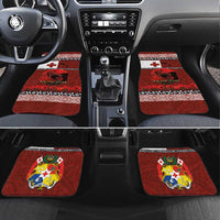 Tonga ANZAC Day Car Mats Gallipoli Lest We Forget Ngatu Art Tribal LT03 Set 4pcs Red - Polynesian Pride