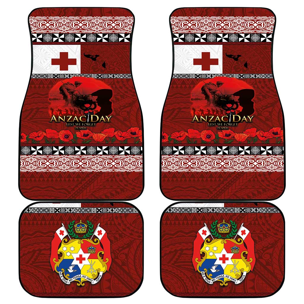 Tonga ANZAC Day Car Mats Gallipoli Lest We Forget Ngatu Art Tribal LT03 - Polynesian Pride