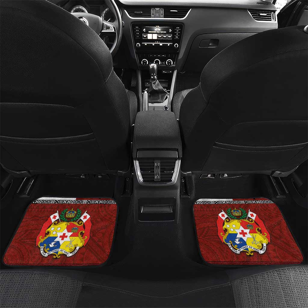 Tonga ANZAC Day Car Mats Gallipoli Lest We Forget Ngatu Art Tribal LT03 Set 2pcs - Back Red - Polynesian Pride