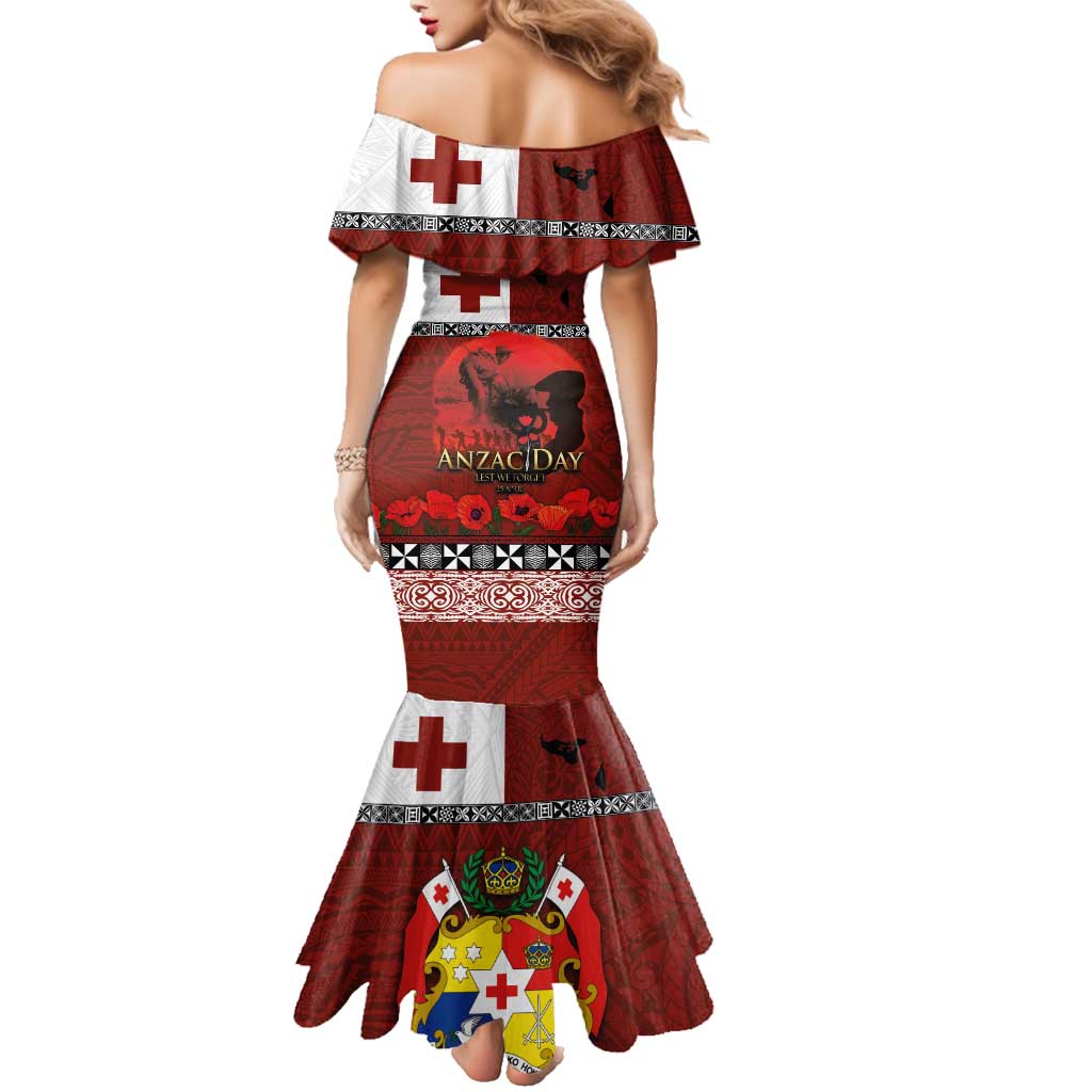 Tonga ANZAC Day Family Matching Mermaid Dress and Hawaiian Shirt Gallipoli Lest We Forget Ngatu Art Tribal