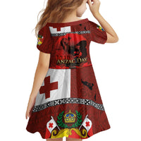 Tonga ANZAC Day Family Matching Off The Shoulder Long Sleeve Dress and Hawaiian Shirt Gallipoli Lest We Forget Ngatu Art Tribal