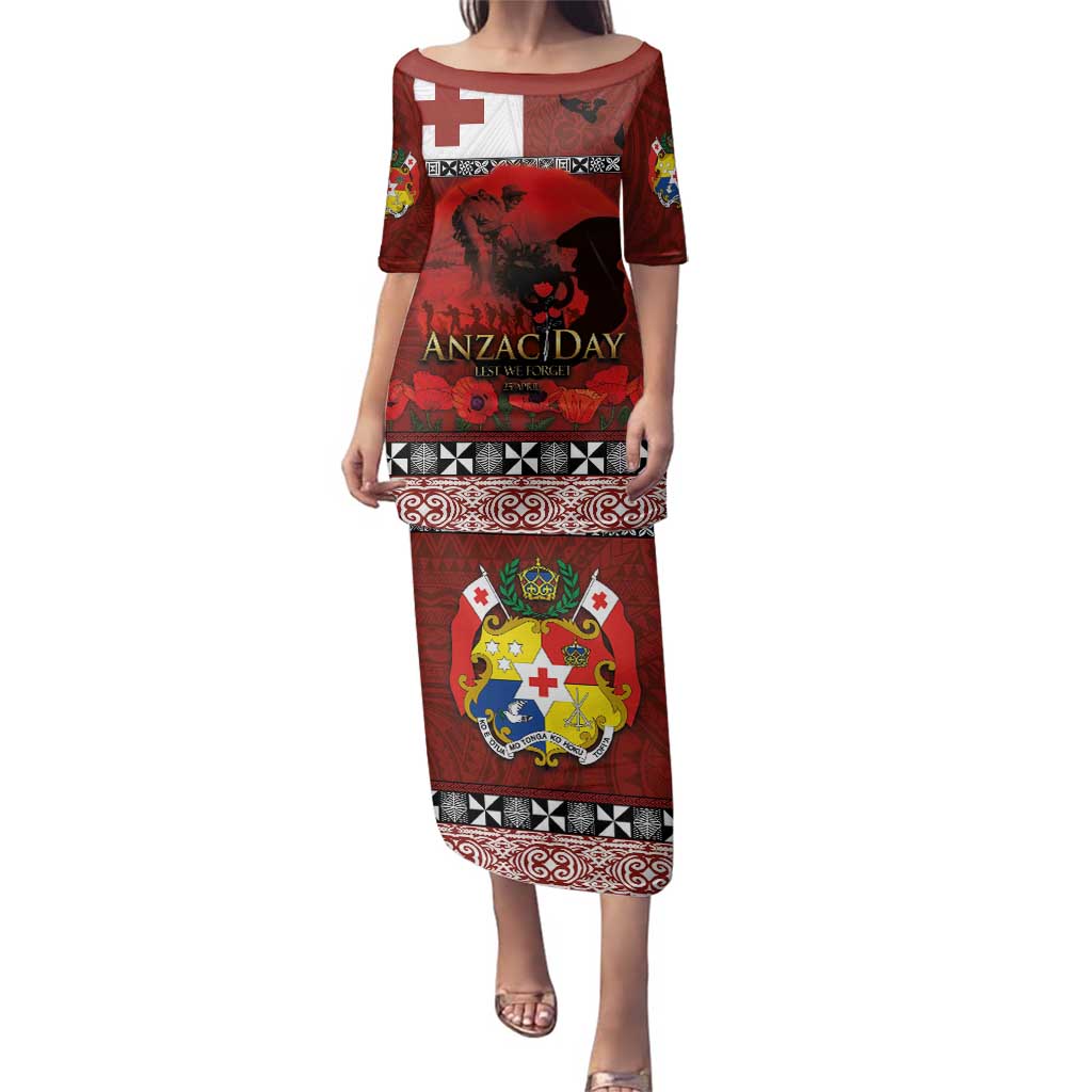 Tonga ANZAC Day Family Matching Puletasi and Hawaiian Shirt Gallipoli Lest We Forget Ngatu Art Tribal