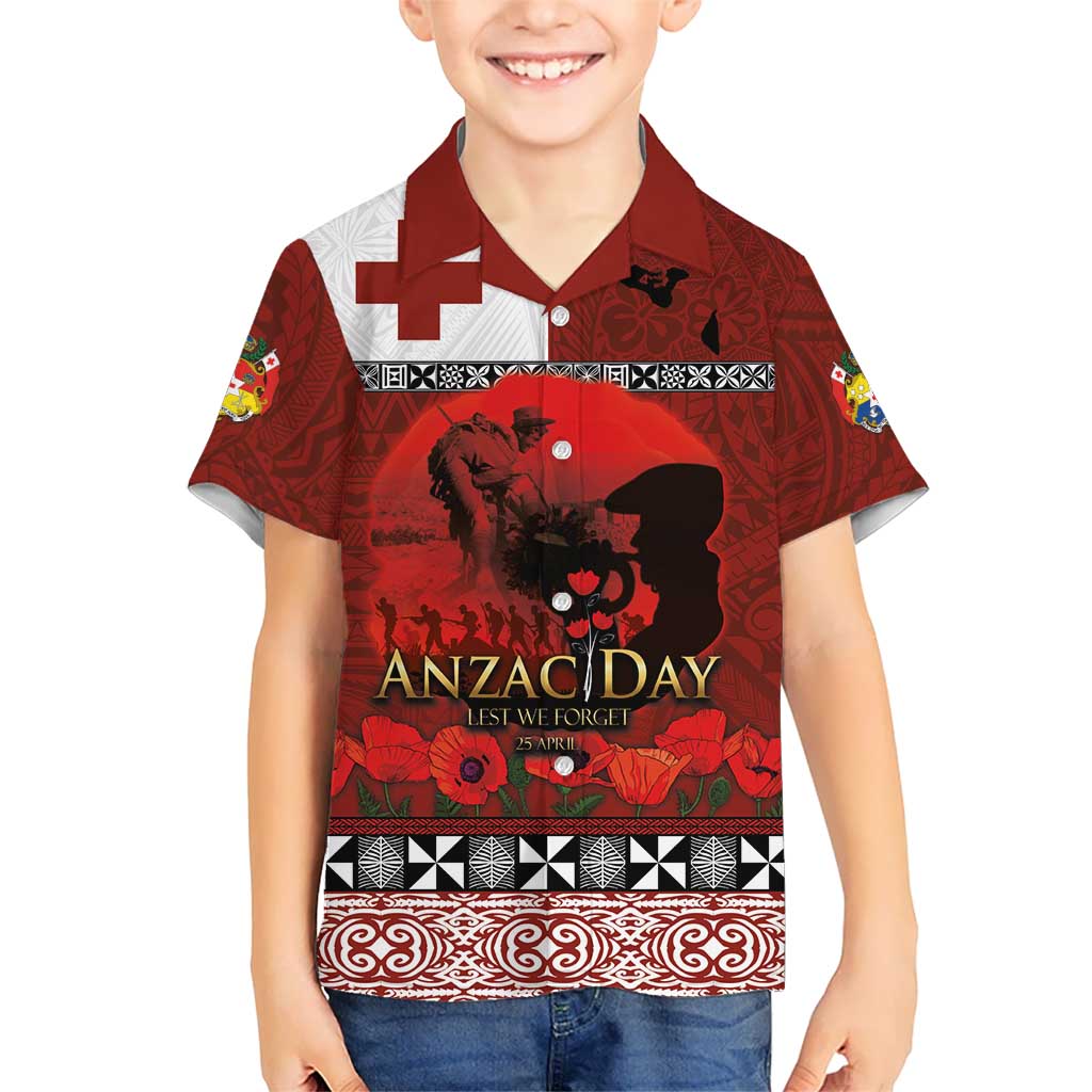 Tonga ANZAC Day Hawaiian Shirt Gallipoli Lest We Forget Ngatu Art Tribal LT03 - Polynesian Pride