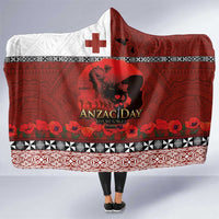 Tonga ANZAC Day Hooded Blanket Gallipoli Lest We Forget Ngatu Art Tribal LT03 One Size Red - Polynesian Pride