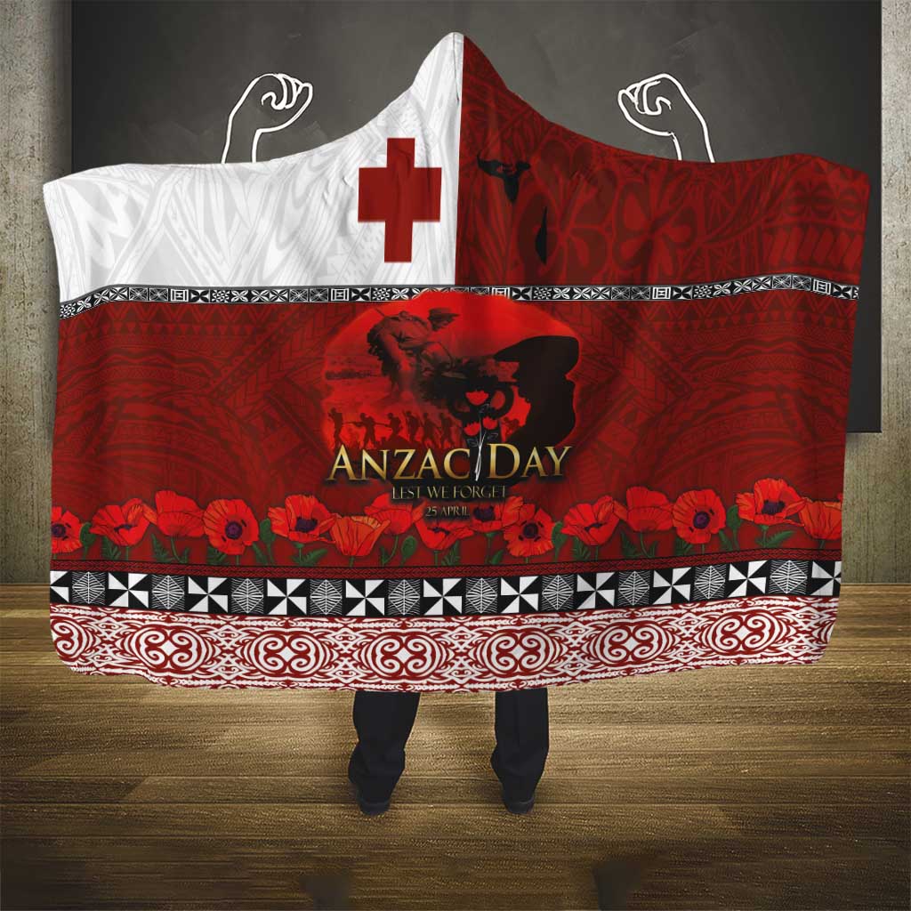 Tonga ANZAC Day Hooded Blanket Gallipoli Lest We Forget Ngatu Art Tribal LT03 - Polynesian Pride