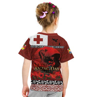 Tonga ANZAC Day Kid T Shirt Gallipoli Lest We Forget Ngatu Art Tribal