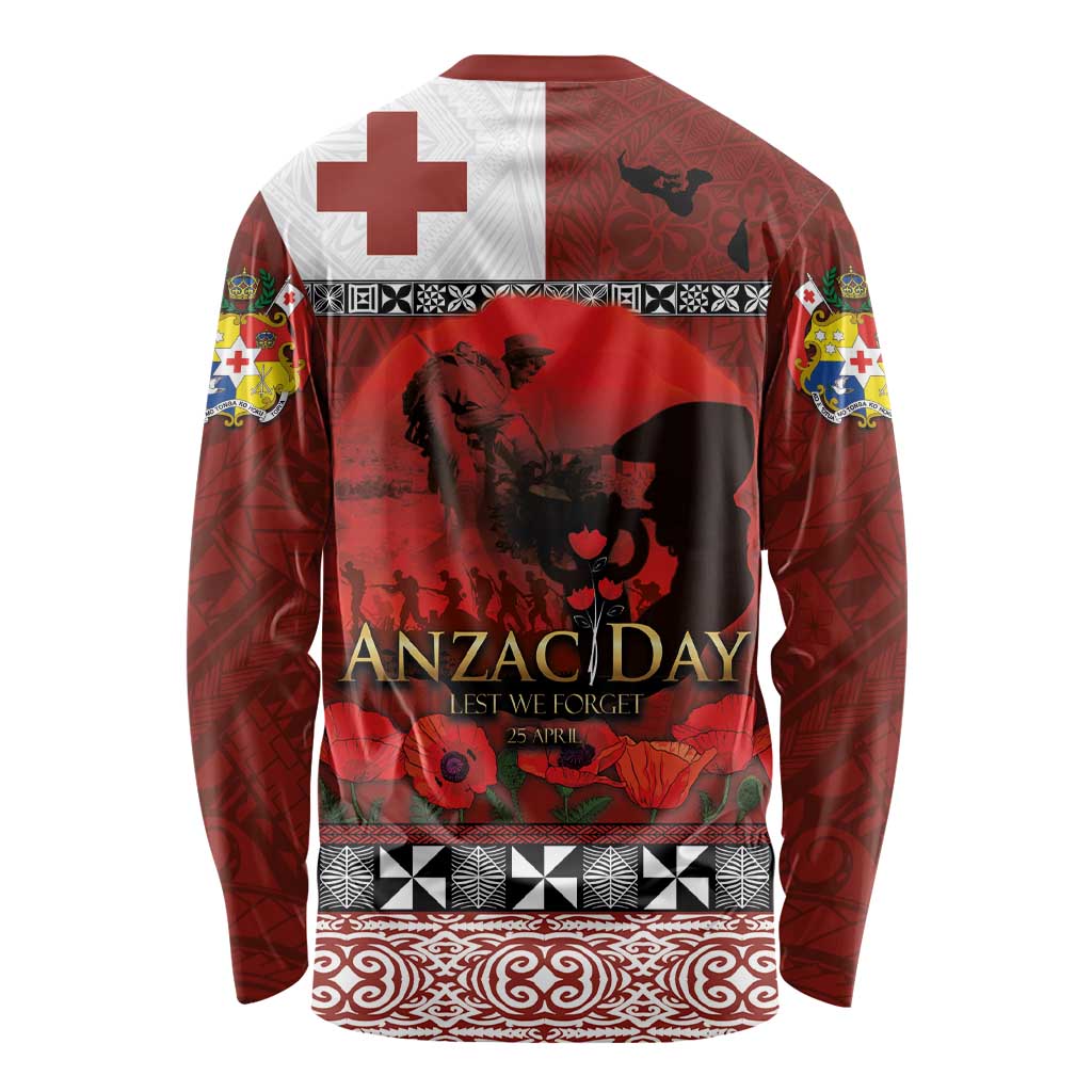 Tonga ANZAC Day Long Sleeve Shirt Gallipoli Lest We Forget Ngatu Art Tribal LT03 - Polynesian Pride