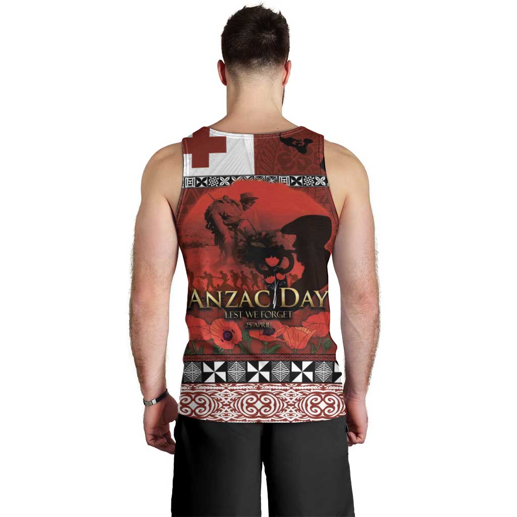 Tonga ANZAC Day Men Tank Top Gallipoli Lest We Forget Ngatu Art Tribal LT03 - Polynesian Pride