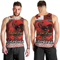 Tonga ANZAC Day Men Tank Top Gallipoli Lest We Forget Ngatu Art Tribal LT03 - Polynesian Pride