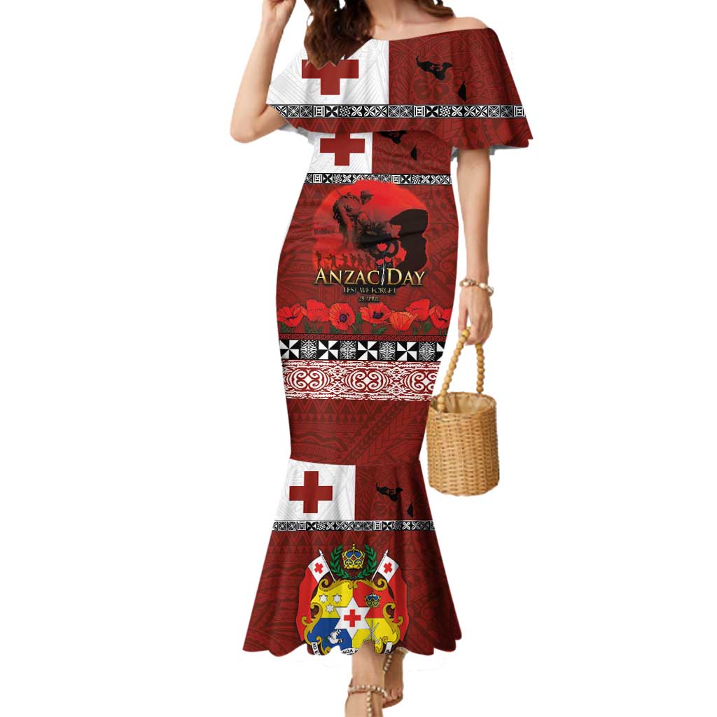 Tonga ANZAC Day Mermaid Dress Gallipoli Lest We Forget Ngatu Art Tribal