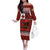 Tonga ANZAC Day Off The Shoulder Long Sleeve Dress Gallipoli Lest We Forget Ngatu Art Tribal